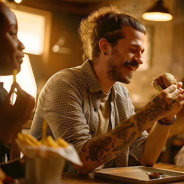 man with burger small